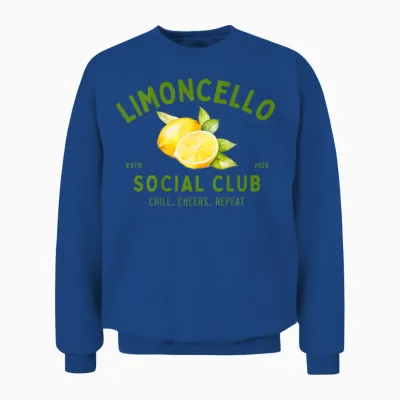 Limoncello Social Club I Lemon Zitronen Italy Team Backprint Unisex Sweatshirt - Royal