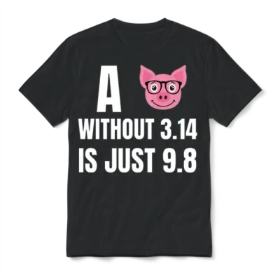 A Pig Without 3.14 Is Just 9.8 Unisex T-Shirt - Black