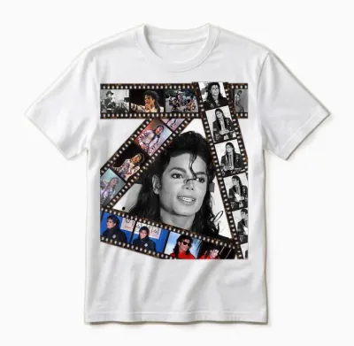 The King of Pop Michael Jackson Mj-002 Black Cotton 100% T-Shirt, Unisex-Adults, Small, Short Sleeve Unisex T-Shirt - White