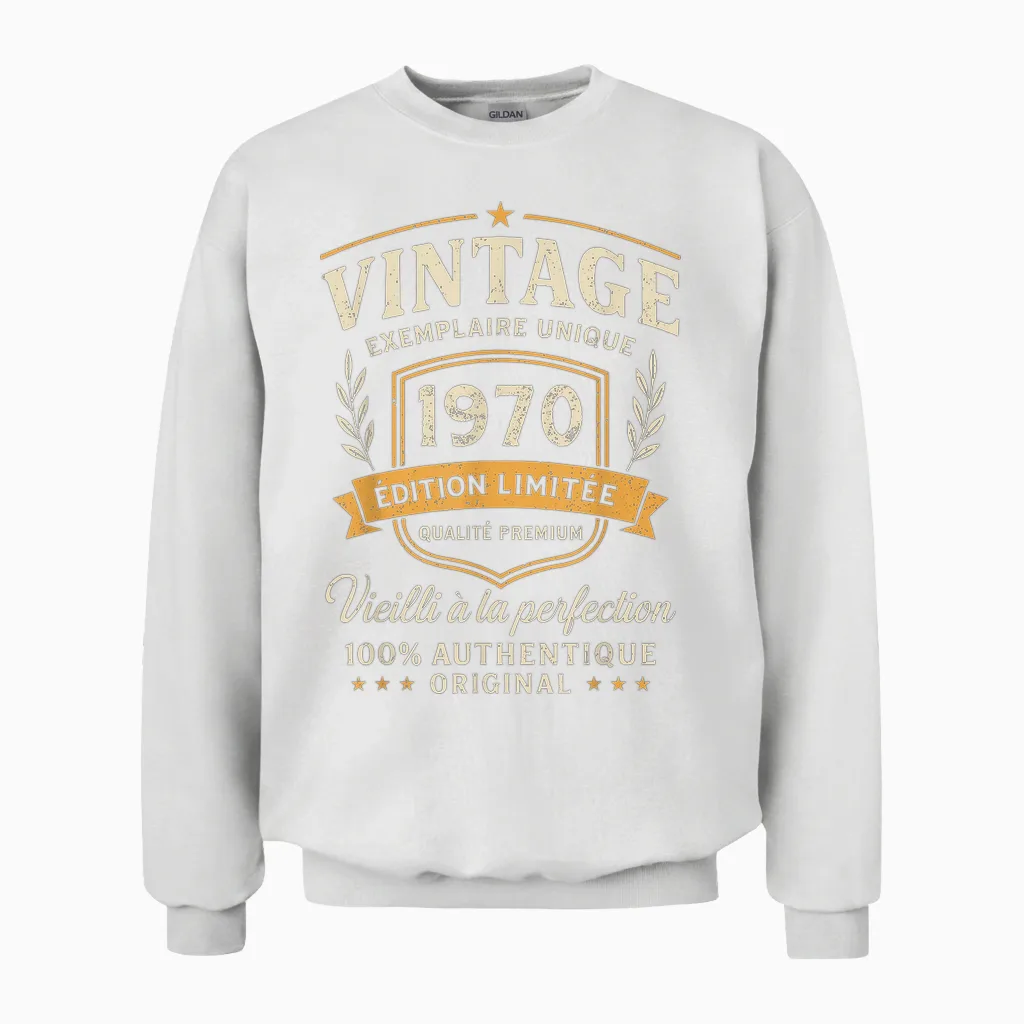 Birthday Gift 56 Years Vintage 1970 Humor 56 Years Man Unisex Sweatshirt in White