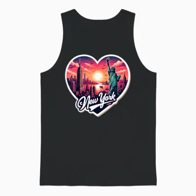 I Love New York Heart Ny City Lover Souvenir Retro Sunset Unisex Tank Top - Black