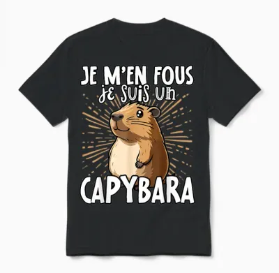Je M'en Fous Je Suis Un Capybara - Sweet Capybara T-Shirt, Black, S Unisex T-Shirt - Black