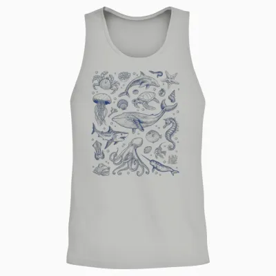 Ocean Life Sea Aesthetic Dolphin Beach 90s Vintage Graphic Unisex Tank Top - Ash