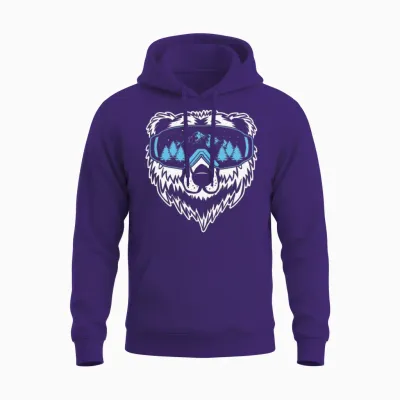 Funny Ski Bear, Ski Mask Funny Ski, Ski, Skiing Unisex Hoodie - Purple