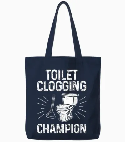 Toilet Clogging Champion Funny Graphic Toilet Clogging Tote Bags - Navy