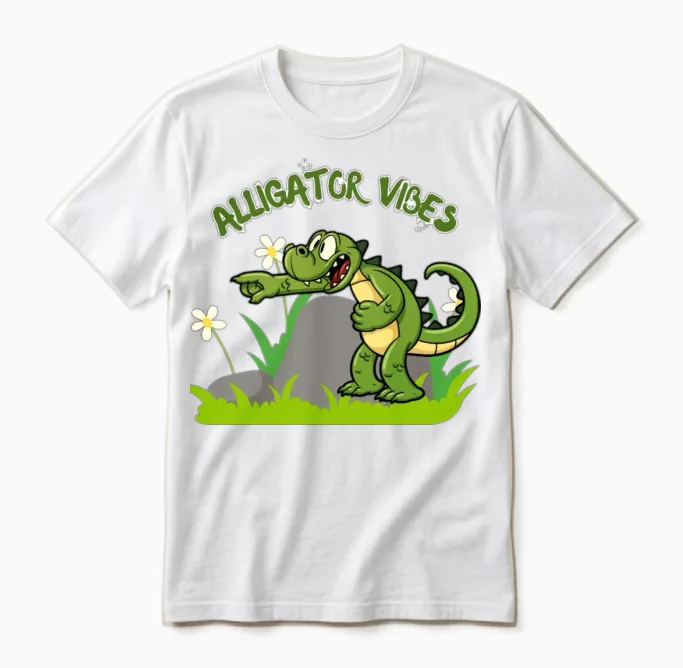 Funny Alligator Unisex T-Shirt in White
