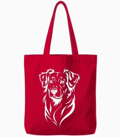 Loyal Dog – Detailed Dog Illustration Tote Bags - Red
