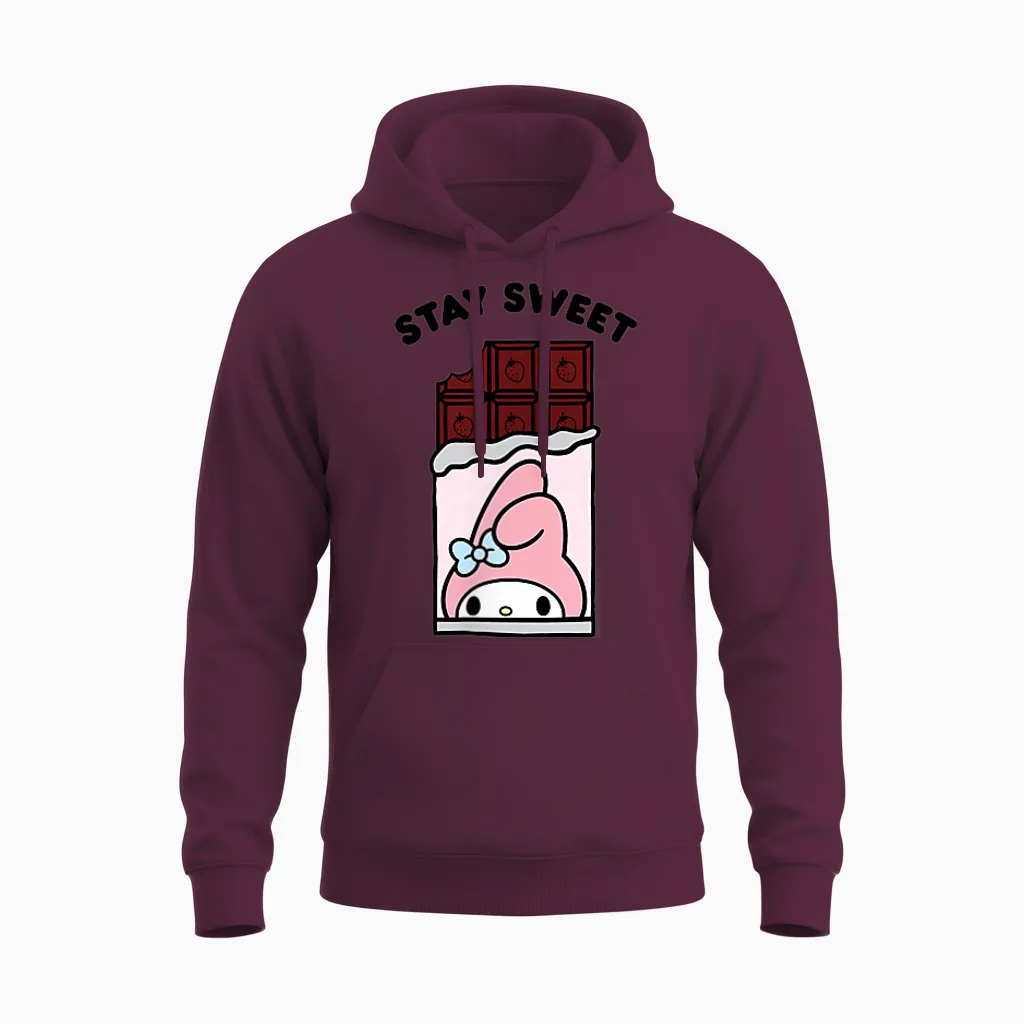 My Melody Stay Sweet Chocolate Bar Unisex Hoodie in Maroon