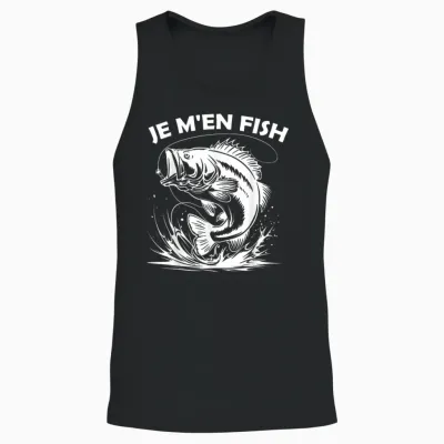 Je M'en Fish Funny Funny Funny Gift for Fishing Lovers T-Shirt, Black, S Unisex Tank Top - Black