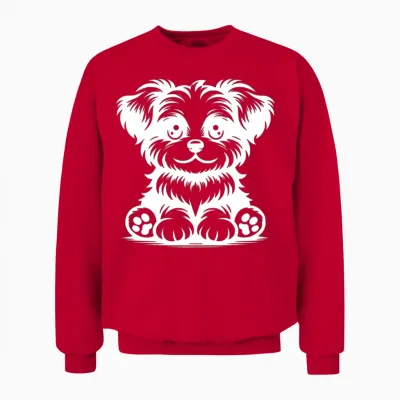 Small Sweet Dog Cute Dog Portrait Unisex Sweatshirt - Red