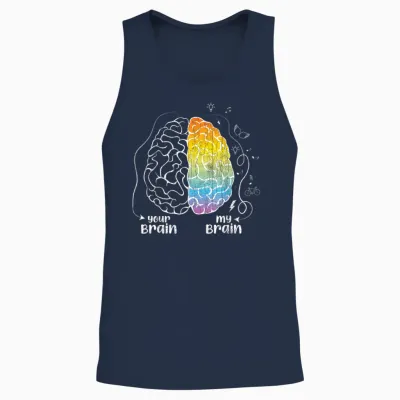 Your Brain My Brain Adhs Awareness Orange Ribbon Grafik Unisex Tank Top - Navy