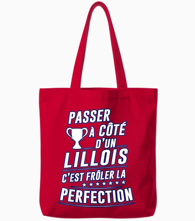 Lille Champion De France Supporter Lillois Football T-Shirt, Red Tote Bags in Red