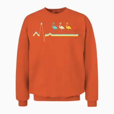 Flamingo Retro Heartbeat Unisex Sweatshirt - Orange