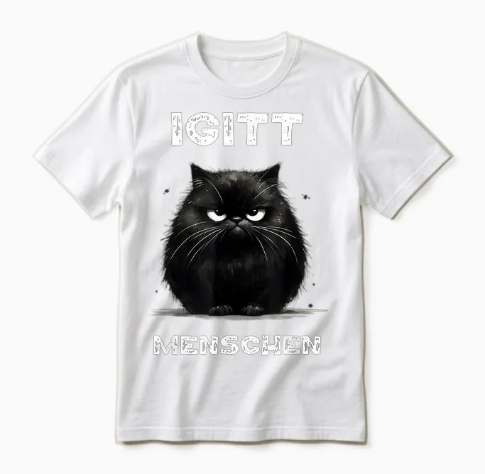 Lustiges Katzen Spruch T-Shirt Igitt Menschen T-Shirt, Black Unisex T-Shirt in White