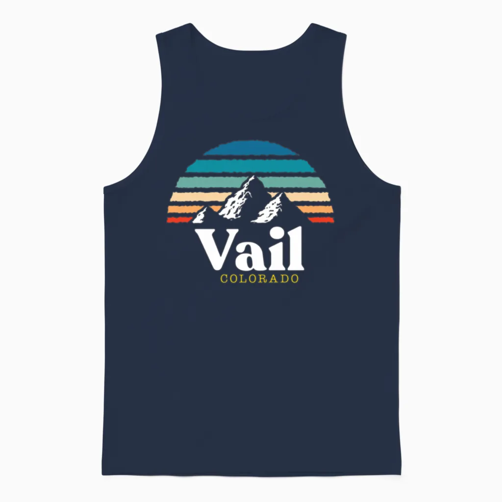 Vail, Coloradousa Ski Resort 1980s Retro Unisex Tank Top in Navy