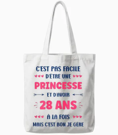 Funny Girl 28 Years Funny Princess Birthday 28 Years T-Shirt, White, Female X-Small Tote Bags - White