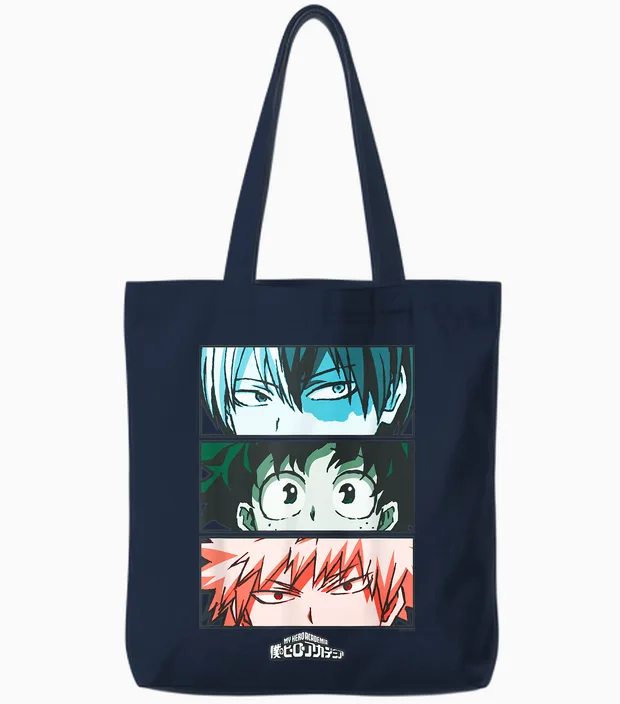 My Hero Academia Todoroki Deku Anime Tote Bags in Navy