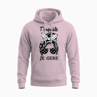 T'worry Je Gère Humour Cat Kawaii Unisex Hoodie - Light Pink