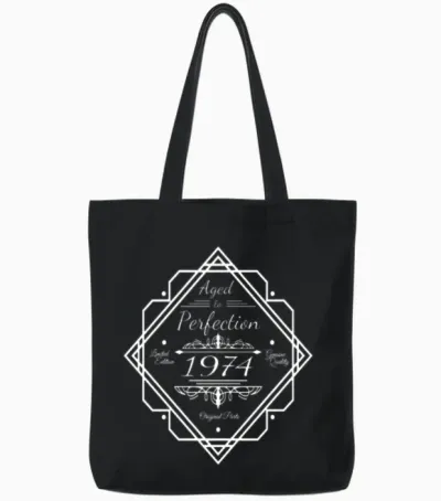 1974 Vintage Aged to Perfection 50th Tote Bags - Black