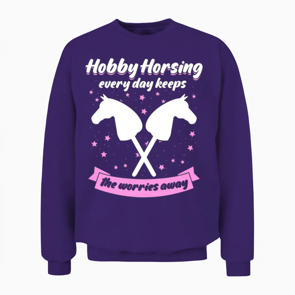 Hobby Horsing with Hobby Horse Unisex Sweatshirt in Purple