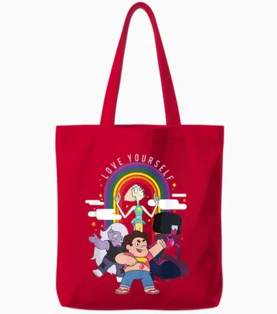 Steven Universe Pride Group Shot Love Yourself Tote Bags - Red