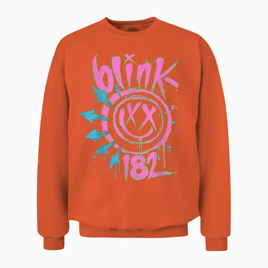 Blink 182 Neon Rock Music Band Unisex Sweatshirt in Orange