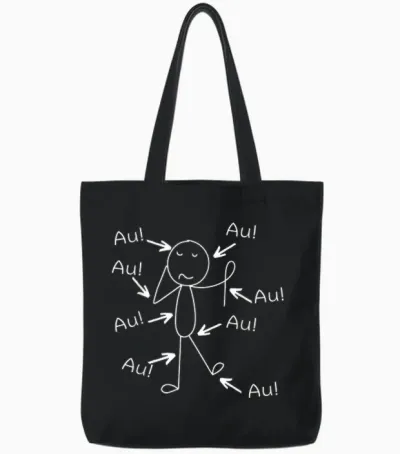 Funny Old Man Old Woman Aua Au Birthday T-Shirt, Black Tote Bags - Black