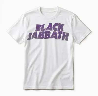 Black Sabbath Heavy Metal Band Wavy Logo by Rock Off Unisex T-Shirt - White