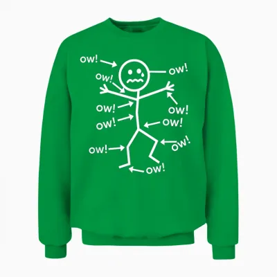 Ow Ow Ow Figure- Funny Chronic Pain Awareness Unisex Sweatshirt - Irish Green