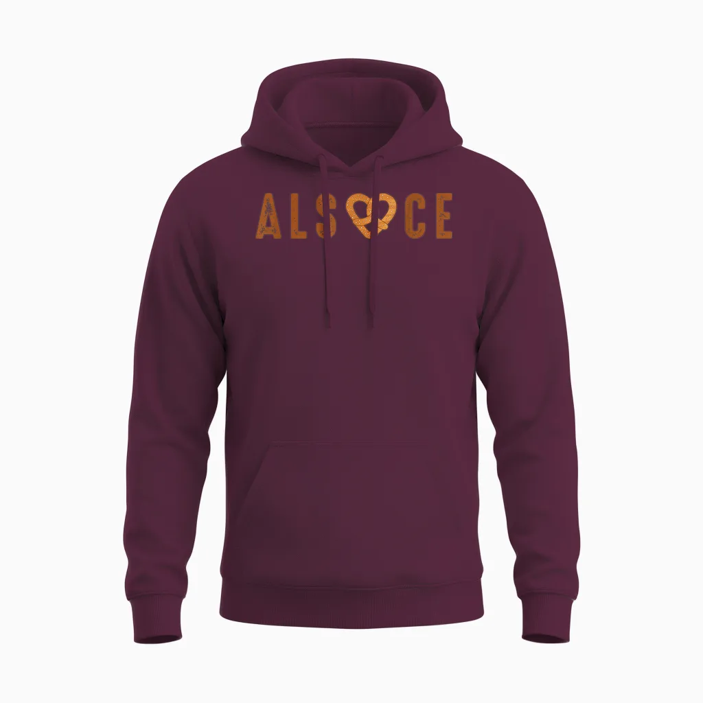 Alsace Pretzel Gift for Men Alsatian Women Alsatian Unisex Hoodie in Maroon
