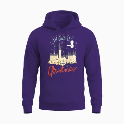Harry Potter I'd Rather Stay at Hogwarts Christmas Unisex Hoodie - Purple