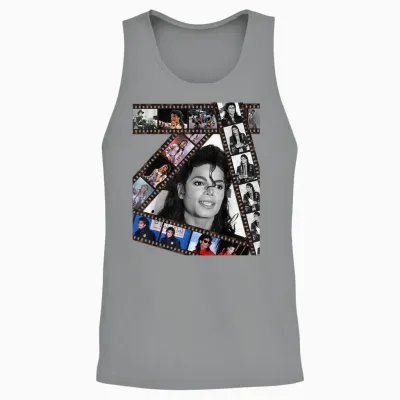 The King of Pop Michael Jackson Mj-002 Black Cotton 100% T-Shirt, Unisex-Adults, Small, Short Sleeve Unisex Tank Top - Sport Grey