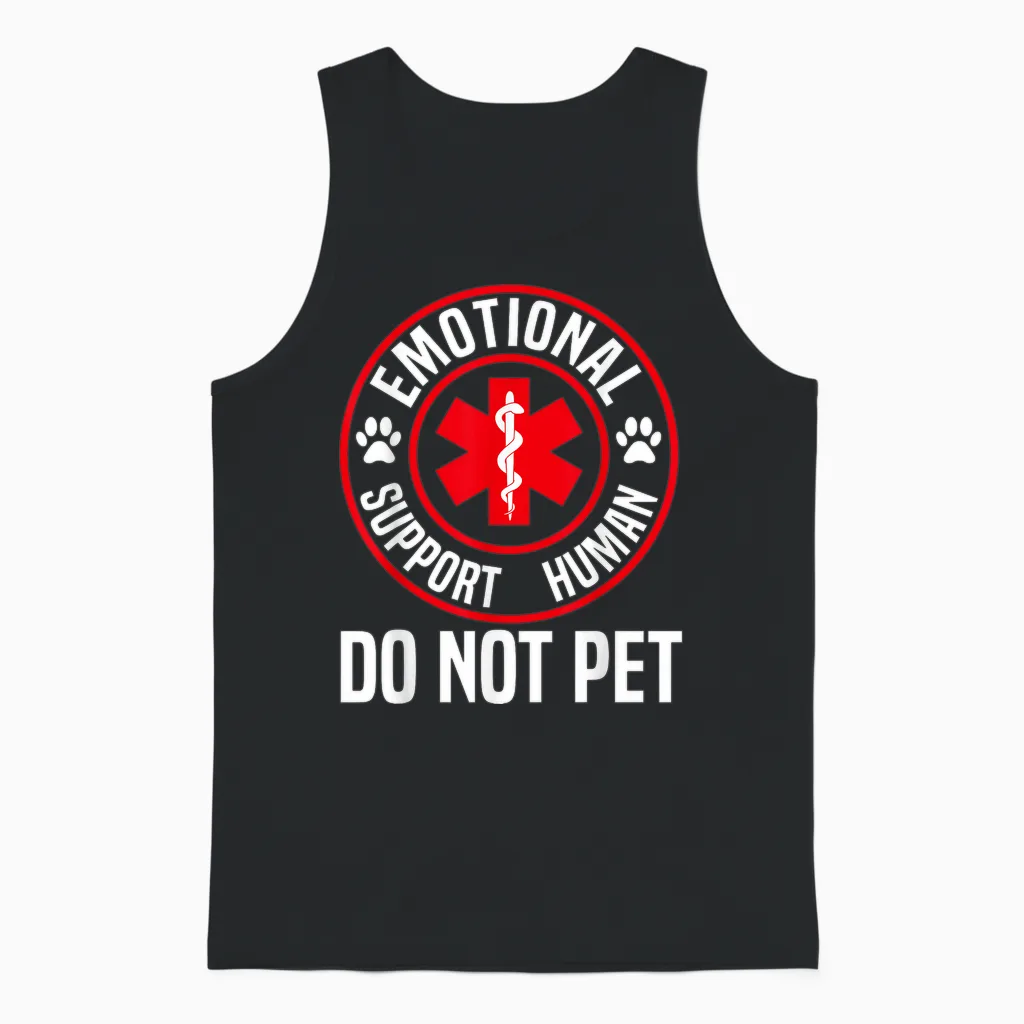 Emotional Support Human Do Not Pet Emotional Support Unisex Tank Top in Black