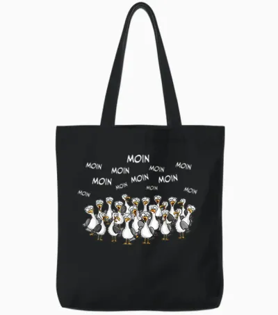 Moin Funny North Sea Seagull Seagulls Sabbel Moin-Moin T-Shirt, Black Tote Bags - Black
