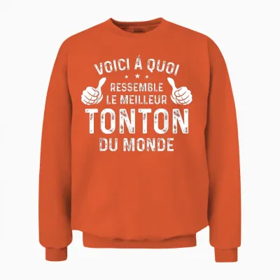Here's What the World's Best Tonton Looks Like, Uncle Unisex Sweatshirt - Orange