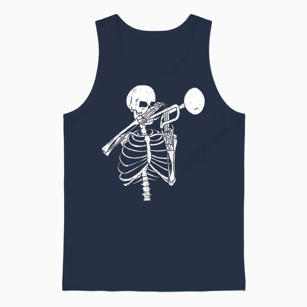 Trompetenliebhaber Für Immer - Skelett Spielt Trompete Unisex Tank Top in Navy