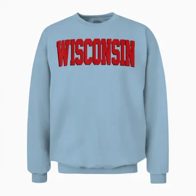 Vintage Wisconsin Mens Wisconsin Womens Red Retro Wisconsin Unisex Sweatshirt - Light Blue