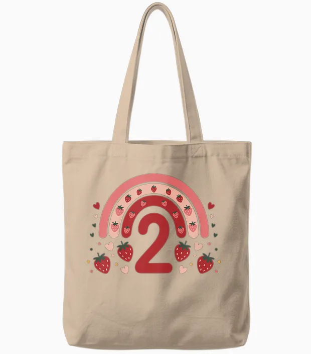 2. Geburtstag Mädchen Erdbeer Deko 2 Jährige Mädchen Tote Bags in Natural