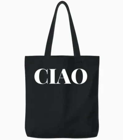 Cute Ciao Text Tote Bags - Black
