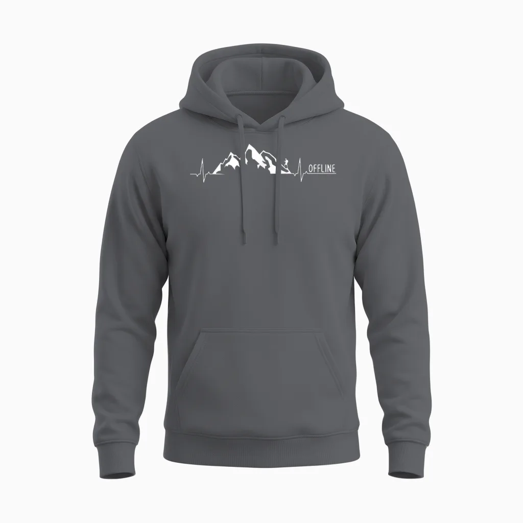 Offline Wandern Berg Bergsteiger Wanderausflug Herzschlag Unisex Hoodie in Charcoal