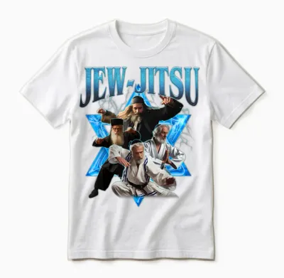 Jew Jitsu Karate Funny Hanukkah Jiu Jitsu Martial Arts Unisex T-Shirt - White