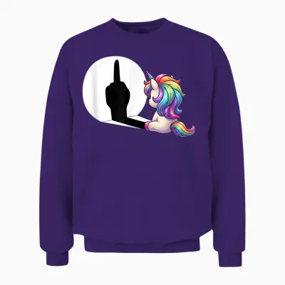 Funny Unicorn with Middle Finger - Morgenmuffel Unisex Sweatshirt - Purple
