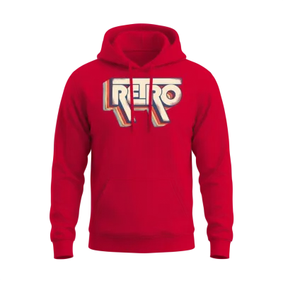 Retro Style Unisex Hoodie - Red