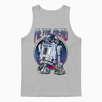 Star Wars R2d2 Metal Head Vintage Disney+ Unisex Tank Top - Ash