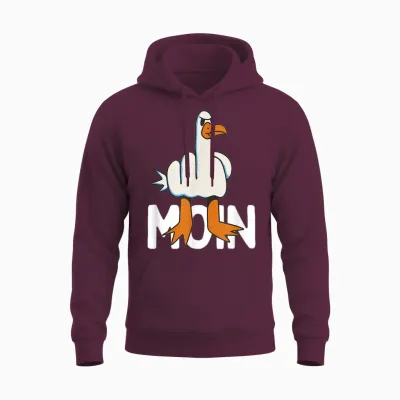 Hamburger Möwe Moin Middle Finger Funny Hamburg T-Shirt, Gray Unisex Hoodie - Maroon