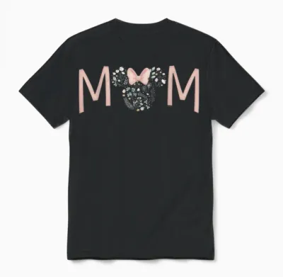 Disney Minnie Mouse Spring Florals Mom T-Shirt, Black Unisex T-Shirt - Black