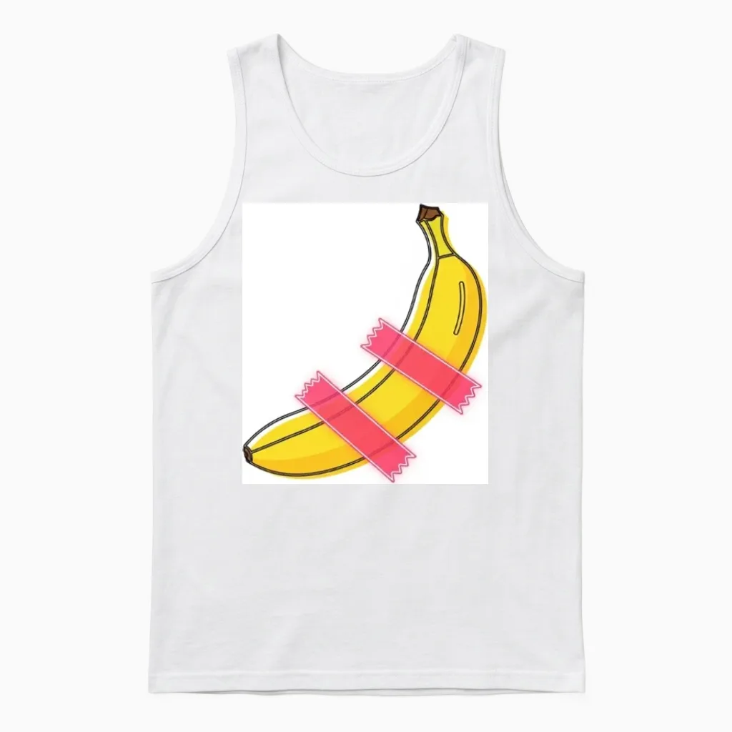 Retro Pop Banana Unisex Tank Top in White