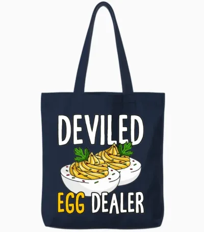 Funny Deviled Eggs Costume Tote Bags - Navy