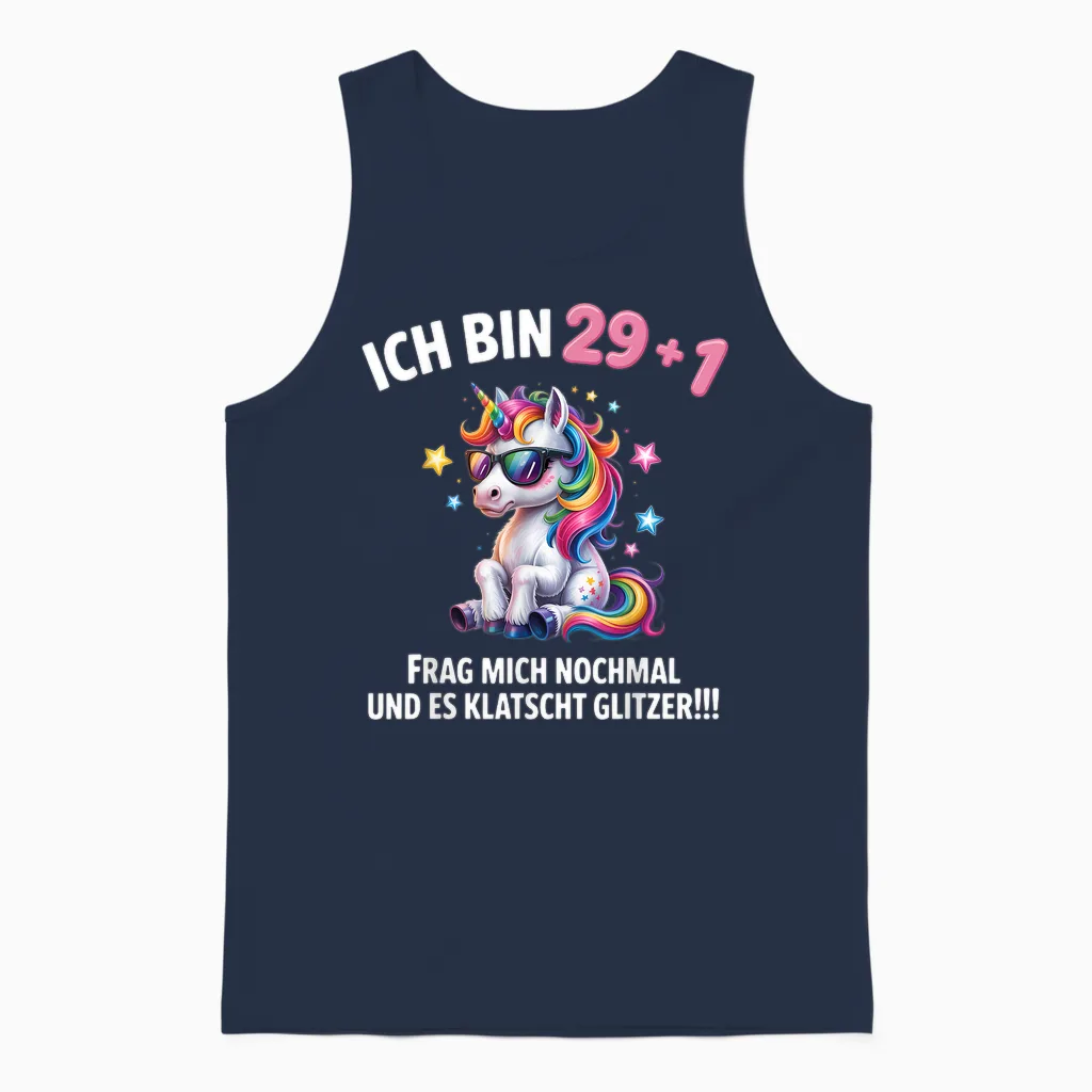 Ich Bin 29 +1 Lustiges 30 Geburtstag Einhorn Unisex Tank Top in Navy