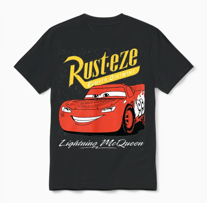 Disney Pixar Cars Lightning Mcqueen Vintage Rusteze Unisex T-Shirt in Black